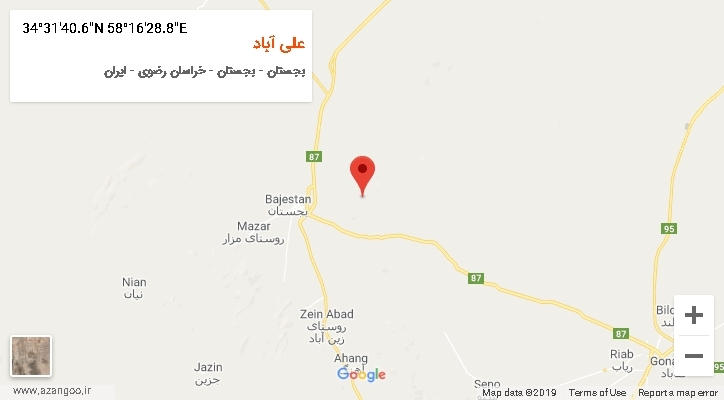 روستای علی آباد بر روی نقشه