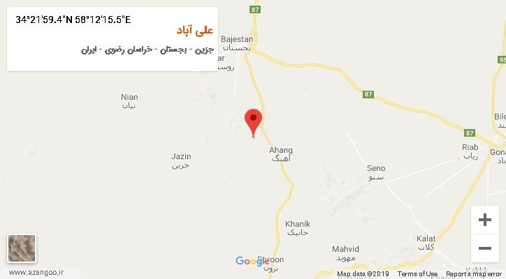 روستای علی آباد بر روی نقشه