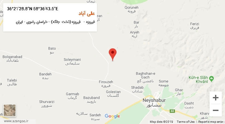 روستای علی آباد بر روی نقشه