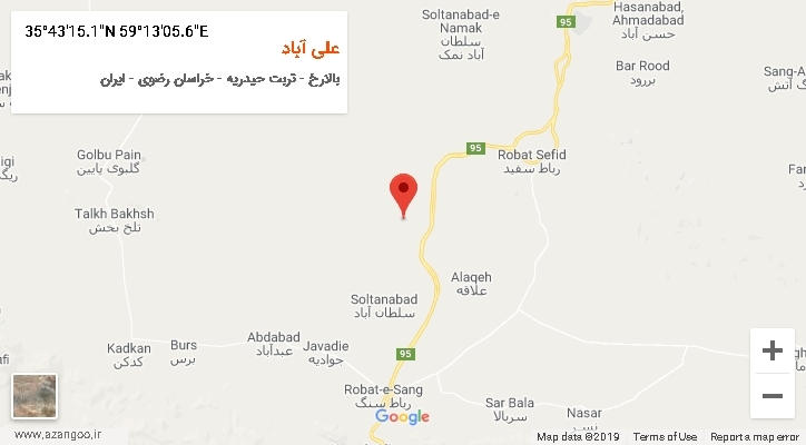روستای علی آباد بر روی نقشه