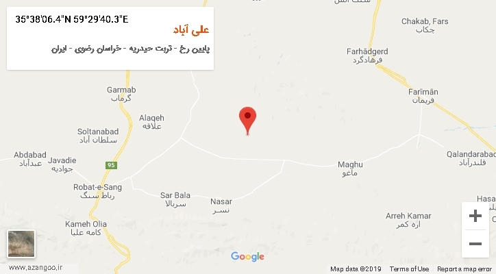 روستای علی آباد بر روی نقشه