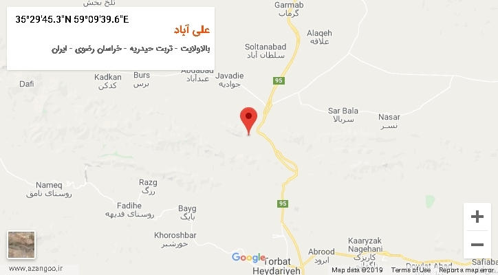 روستای علی آباد بر روی نقشه