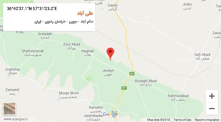 روستای علی آباد بر روی نقشه