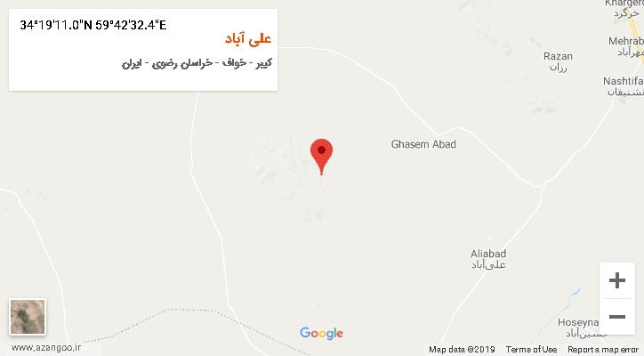 روستای علی آباد بر روی نقشه