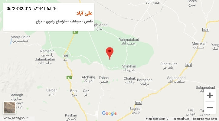 روستای علی آباد بر روی نقشه