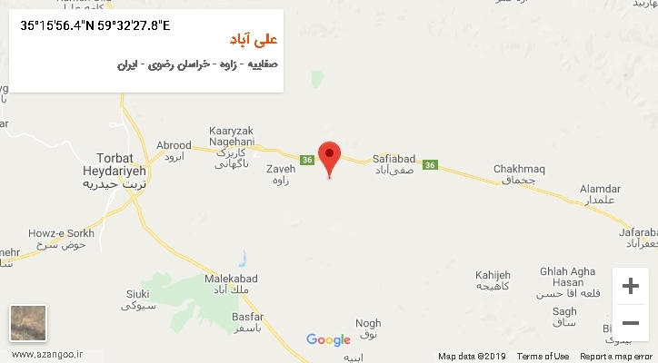 روستای علی آباد بر روی نقشه