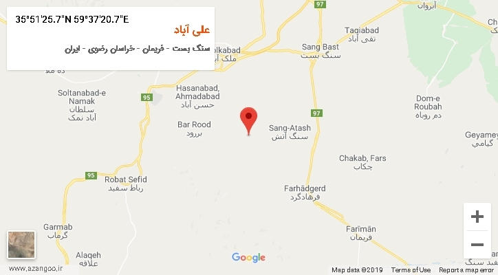 روستای علی آباد بر روی نقشه