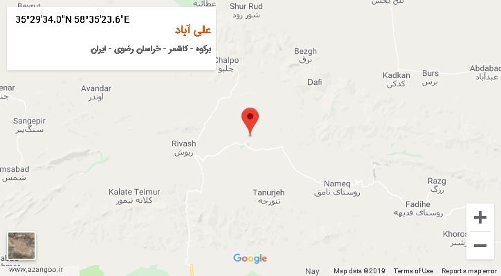 روستای علی آباد بر روی نقشه