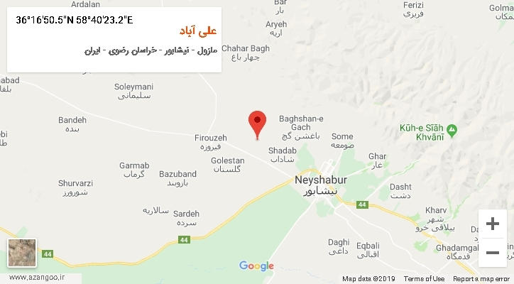 روستای علی آباد بر روی نقشه