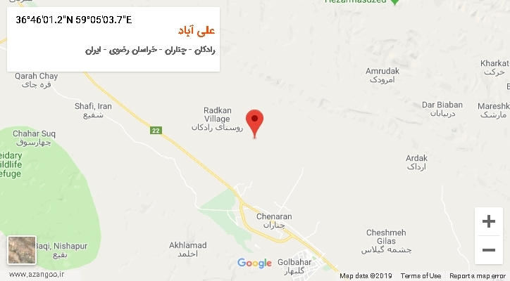 روستای علی آباد بر روی نقشه