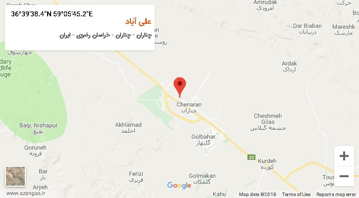 روستای علی آباد بر روی نقشه