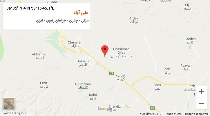 روستای علی آباد بر روی نقشه