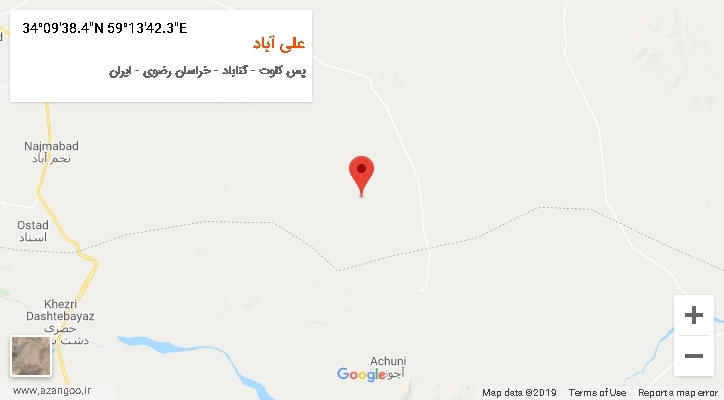 روستای علی آباد بر روی نقشه