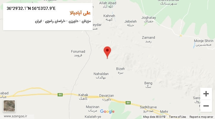 روستای علی آبادبالا بر روی نقشه
