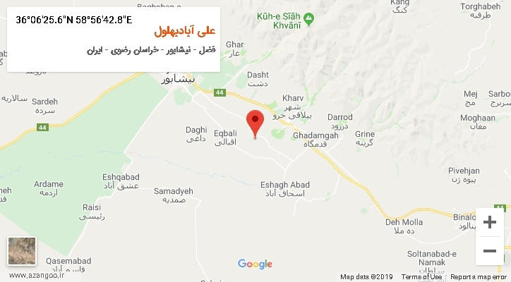 روستای علی آبادبهلول بر روی نقشه