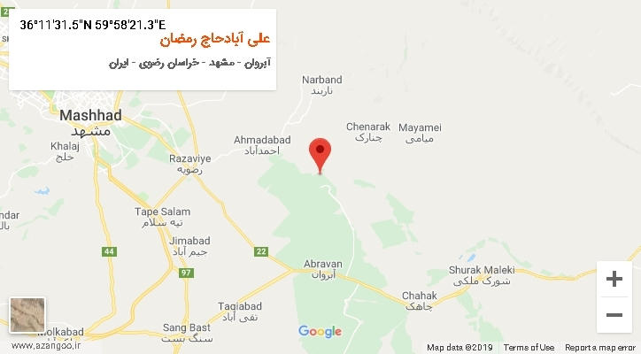 روستای علی آبادحاج رمضان بر روی نقشه