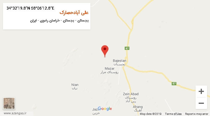روستای علی آبادحصارک بر روی نقشه