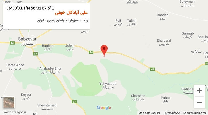 روستای علی آبادکال خونی بر روی نقشه