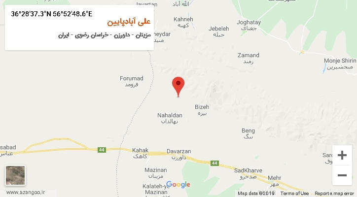 روستای علی آبادپایین بر روی نقشه