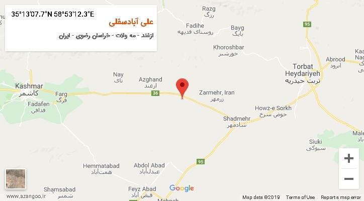روستای علی آبادسفلی بر روی نقشه