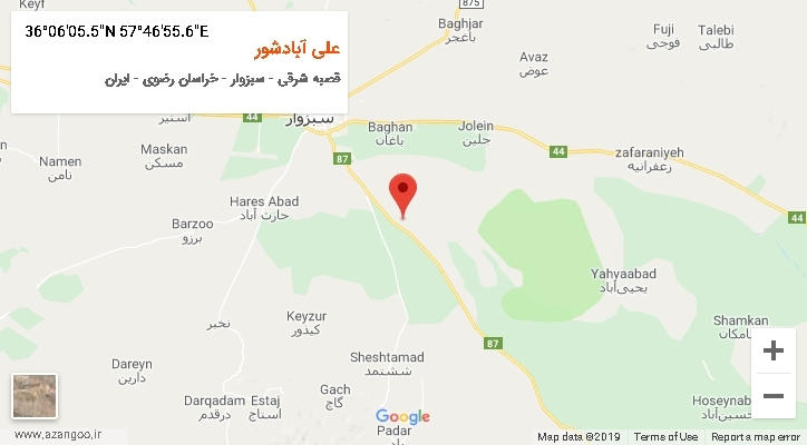 روستای علی آبادشور بر روی نقشه