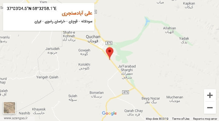 روستای علی آبادسنجری بر روی نقشه