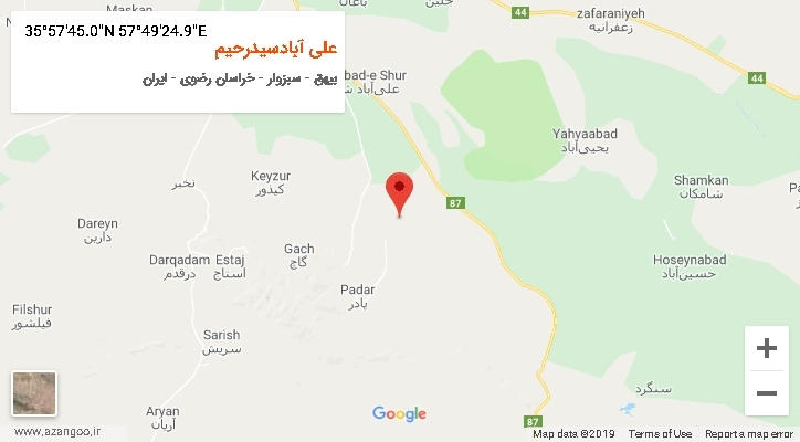 روستای علی آبادسیدرحیم بر روی نقشه