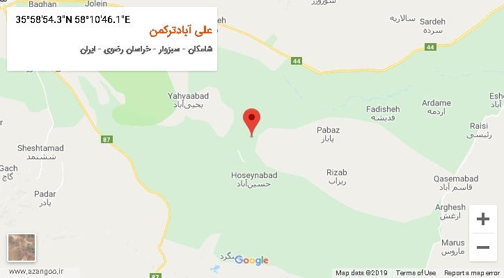 روستای علی آبادترکمن بر روی نقشه
