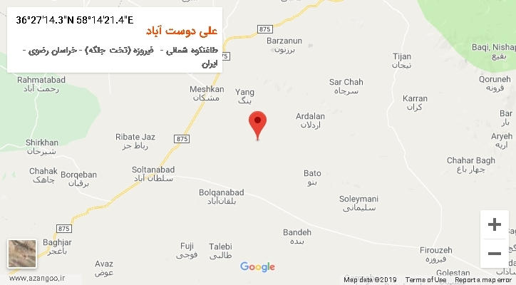 روستای علی دوست آباد بر روی نقشه