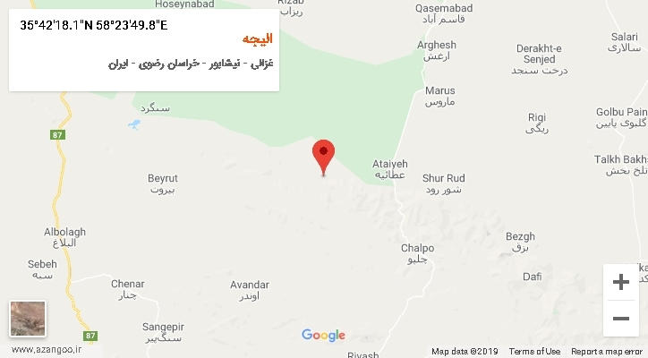 روستای الیجه بر روی نقشه