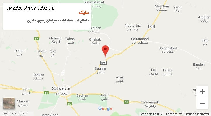 روستای علیک بر روی نقشه