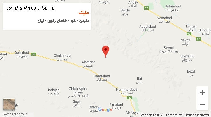 روستای علیک بر روی نقشه