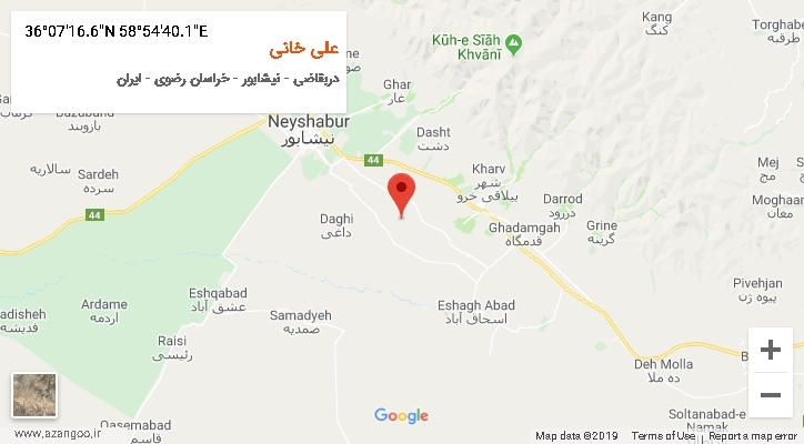 روستای علی خانی بر روی نقشه