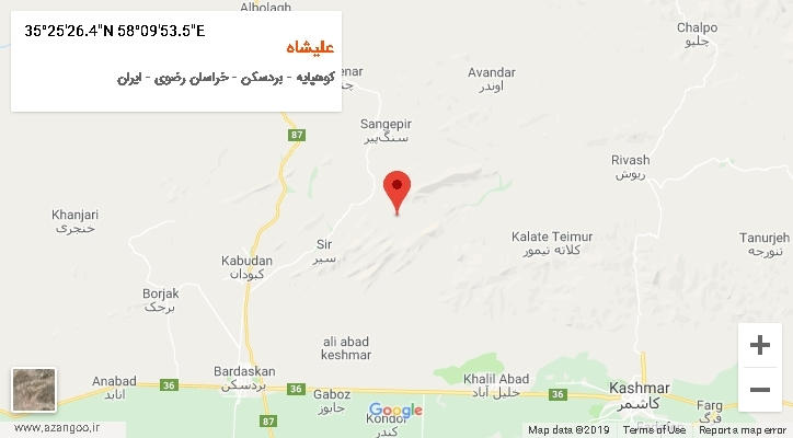روستای علیشاه بر روی نقشه