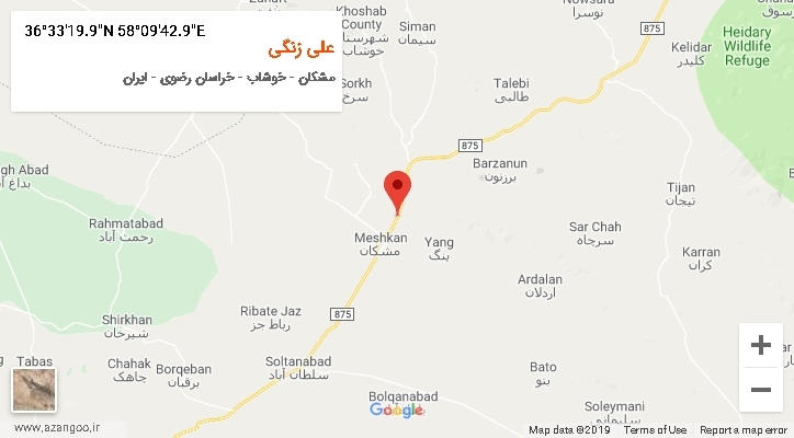روستای علی زنگی بر روی نقشه
