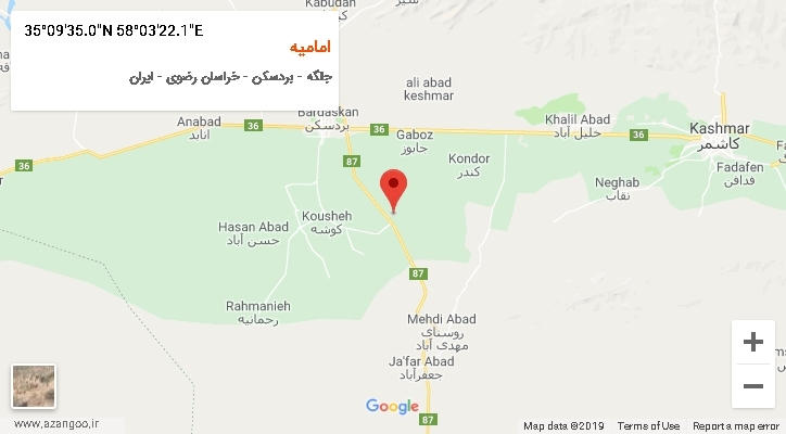 روستای امامیه بر روی نقشه
