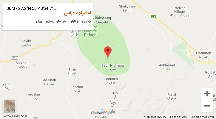 روستای امامزاده عباس بر روی نقشه