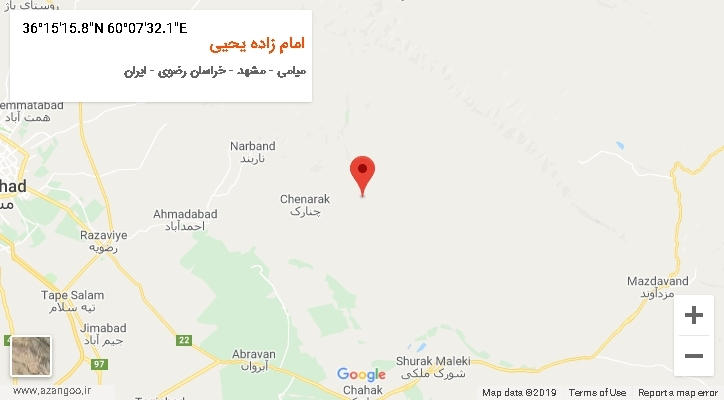 روستای امام زاده یحیی بر روی نقشه