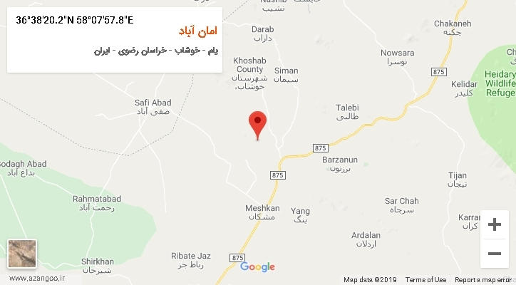 روستای امان آباد بر روی نقشه