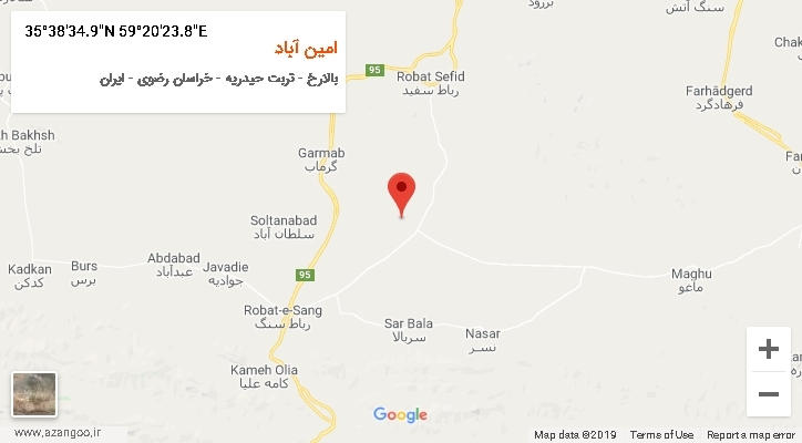 روستای امین آباد بر روی نقشه