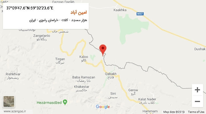 روستای امین آباد بر روی نقشه