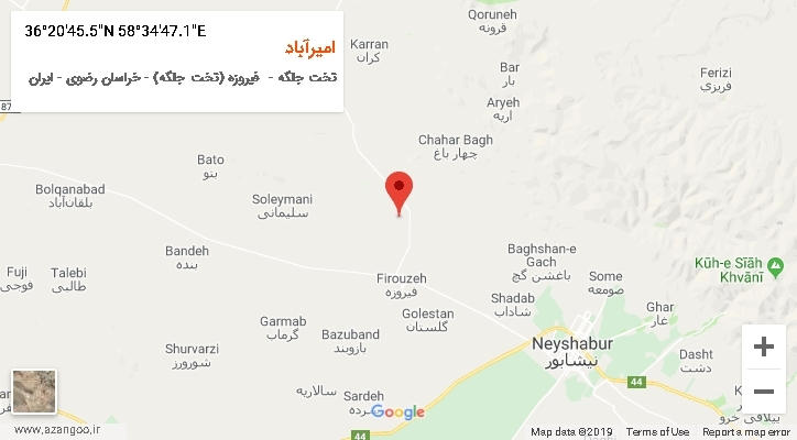 روستای امیرآباد بر روی نقشه