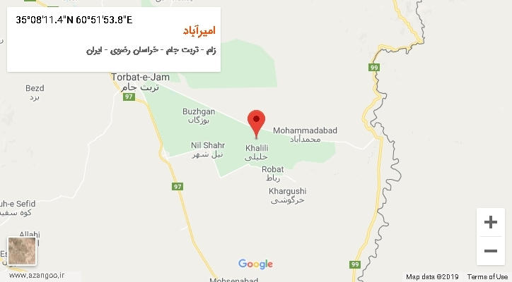 روستای امیرآباد بر روی نقشه