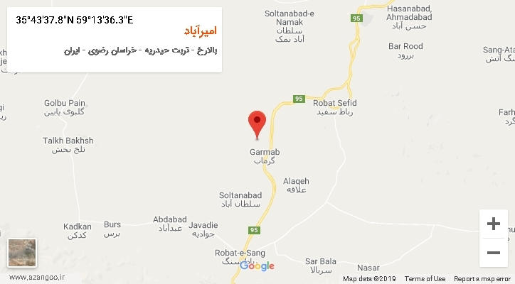 روستای امیرآباد بر روی نقشه