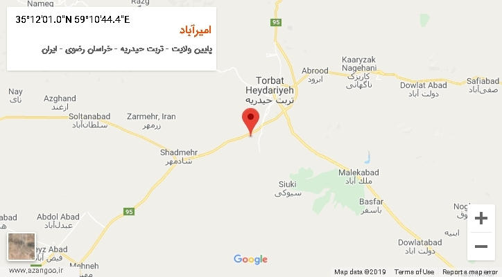 روستای امیرآباد بر روی نقشه