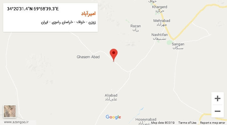 روستای امیرآباد بر روی نقشه