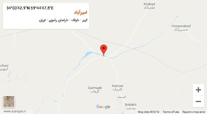 روستای امیرآباد بر روی نقشه