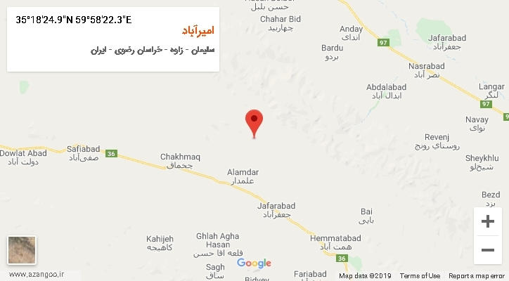 روستای امیرآباد بر روی نقشه