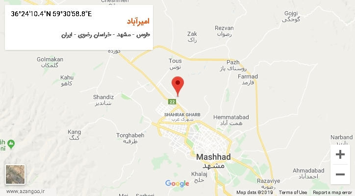 روستای امیرآباد بر روی نقشه