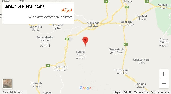 روستای امیرآباد بر روی نقشه